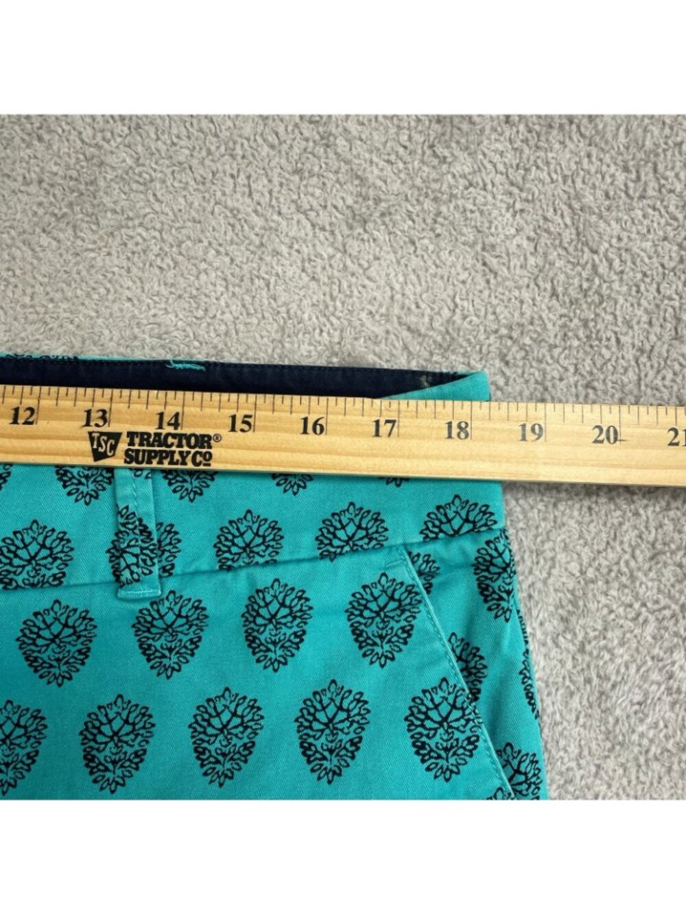 Talbots Women's 14 The Daily Ankle Chino Pants Turquoise Pinecone Print P0548 - Picture 3 of 11